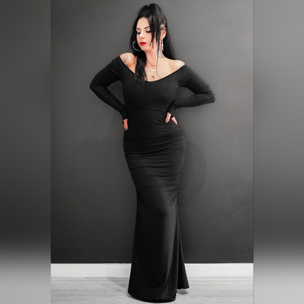 knee length dresses for ladies Morticia Dress – Hell Bunny main image 0